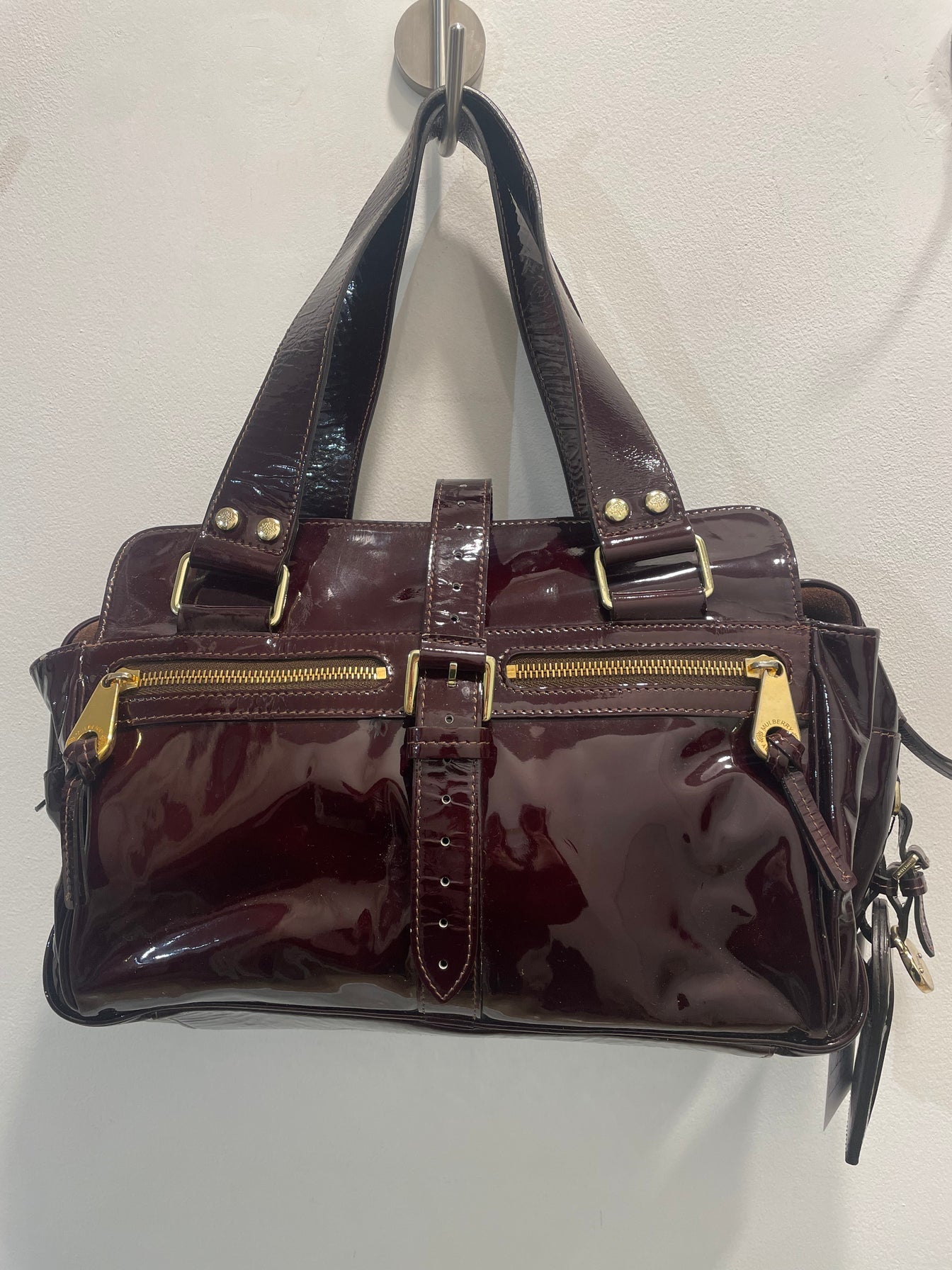 Mulberry - Maroon Leather Satchel w/ Buckle