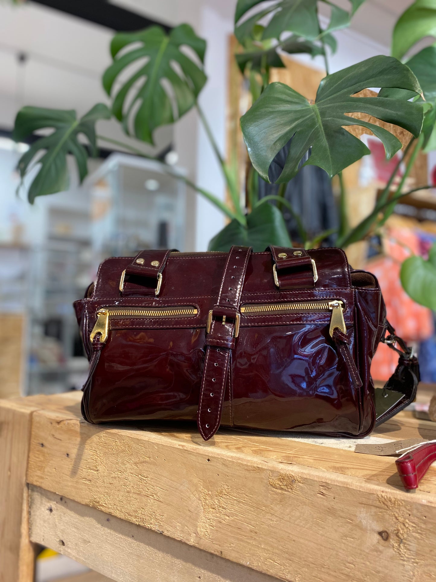Mulberry - Maroon Leather Satchel w/ Buckle